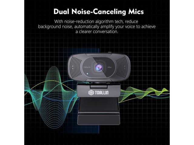 TOALLIN 1080P Full HD Webcam with Dual Microphones, Computer Web Camera, 90° Wide Angle View Without Distortion, USB Plug and Play Webcam for Video...