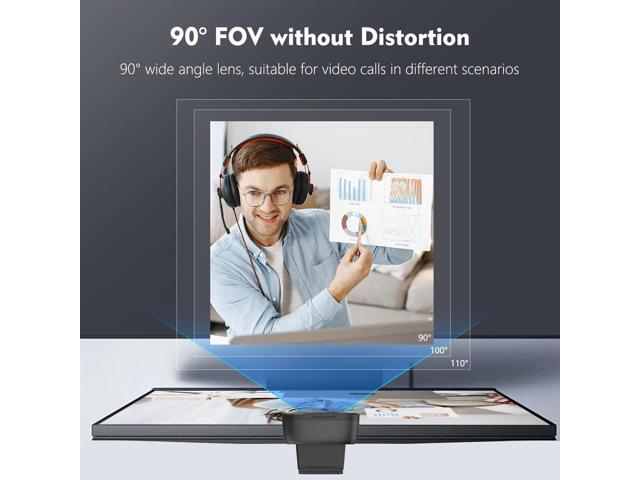 TOALLIN 1080P Full HD Webcam with Dual Microphones, Computer Web Camera, 90° Wide Angle View Without Distortion, USB Plug and Play Webcam for Video...