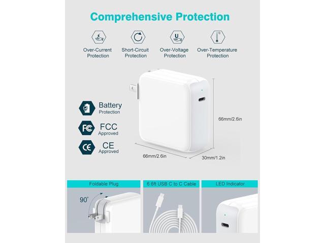 Charger for MacBook Air MacBook Pro 13 14 15 16 inch 2025 2024 2023 2022 2021 2020, M1 M2 M3 M4 Laptop 70W USB C Power Adapter, iPad, LED, 6.6FT...