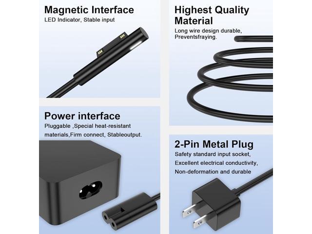 65W Surface Pro Charger Compatible with Surface Pro 9 8 3 7 6 5 4 X Microsoft Surface Charger Windows Surface Laptop Charger 1 2 3 4 with 5V 1A USB...