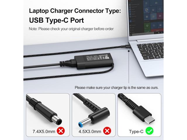New Slim 65W USB C Laptop Charger for HP Spectre X360,Envy X360,Chromebook,Elite X2,EliteBook X360,HP Spectre/EliteBook/Envy/ZBook/Chromebook Type...