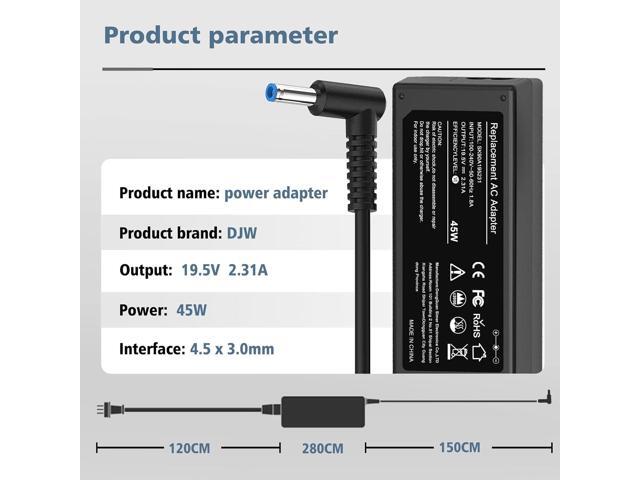 Charger for HP Laptop Computer 45W Smart Blue Tip Power Adapter
