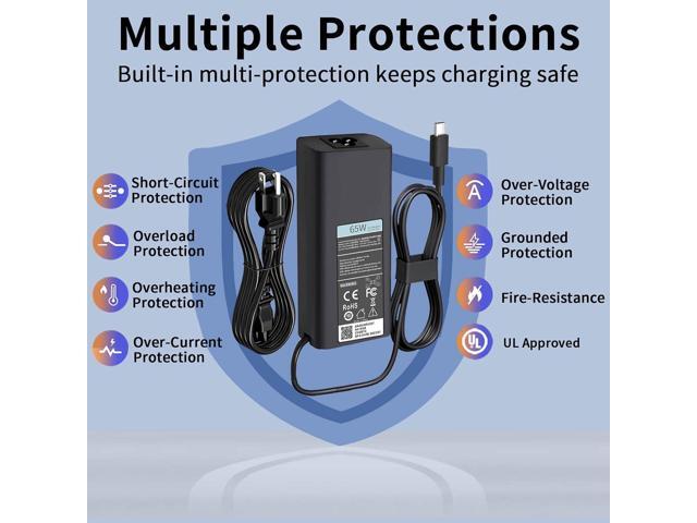 65W USB C Laptop Charger Compatible with Dell Laptop Charger USB C: Latitude 5520 5530 5540 5450 5420 3550 7420 Chromebook XPS 13 Dell Power Cord...