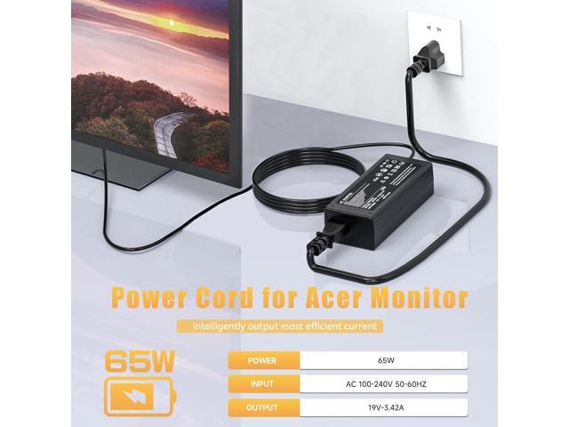 19V Power Cord for Acer Monitor S202HL S271HL SB220Q R240HY R221Q R271 S220HQL S230HL S231HL S232HL S240HL S241HL; H226HQL H236HL H276HL G226HQL...