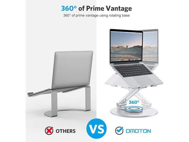 Adjustable Laptop Stand with 360 Rotating Base, OMOTON Ergonomic Laptop Riser for Collaborative Work, Dual Rotary Shaft Fully Foldable for Easy...