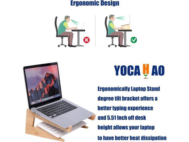 Wooden Laptop Stand,Wooden Vertical Laptop Stand for Desk,Bamboo Laptop Stand Compatible with MacBook Air Pro/Dell XPS/Surface...