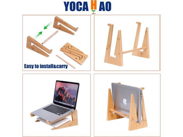 Wooden Laptop Stand,Wooden Vertical Laptop Stand for Desk,Bamboo Laptop Stand Compatible with MacBook Air Pro/Dell XPS/Surface...
