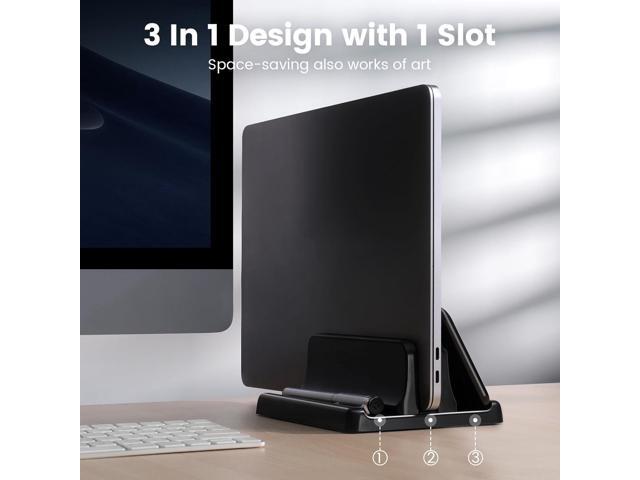 3 in 1 Vertical Laptop Stand Holder,Adjustable ABS Plastic Desktop Notebook Dock,Vertical Laptop Stand Space-Saving for All...