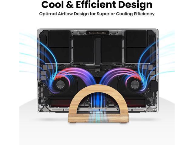 Kothar Premium Wood Vertical Laptop Stand - Adjustable Single Slot Bamboo Holder for MacBook, Dell, HP, and More Space-Saving Desktop Organizer ...
