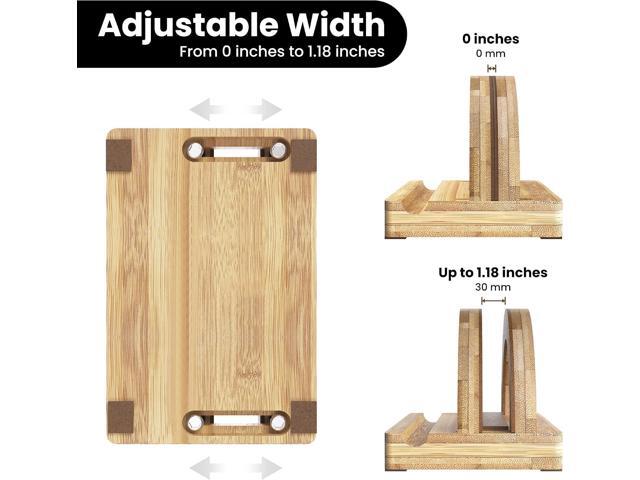 Kothar Premium Wood Vertical Laptop Stand - Adjustable Single Slot Bamboo Holder for MacBook, Dell, HP, and More Space-Saving Desktop Organizer ...