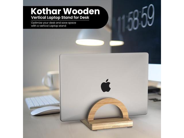 Kothar Premium Wood Vertical Laptop Stand - Adjustable Single Slot Bamboo Holder for MacBook, Dell, HP, and More Space-Saving Desktop Organizer ...