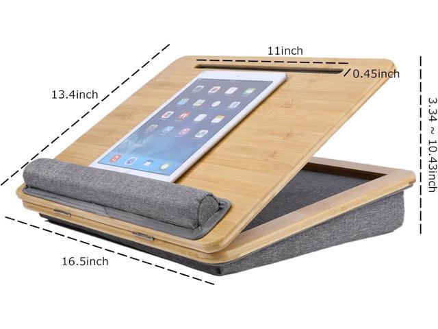 SUMISKY Adjustable Lap Desk-Portable Laptop Stand with Cushion, Bamboo Platform with Phone Holder, Wrist Pad Fits up to 15.6 Inch Laptops
