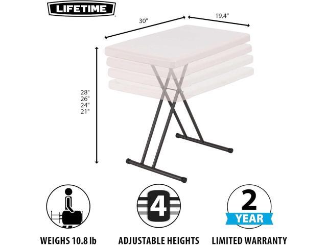 Lifetime 28240 Adjustable Folding Laptop Table TV Tray, 30 Inch Almond