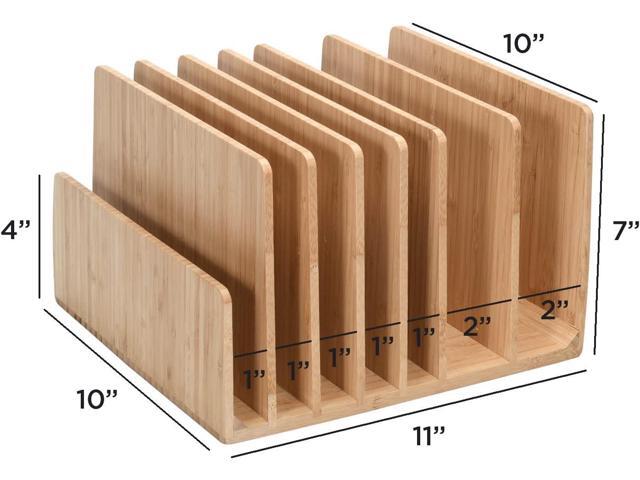 MobileVision Bamboo Device Organizer for Smartphones, Tablets and Laptops, 7 Slots with Extra Wide Slots for Laptops