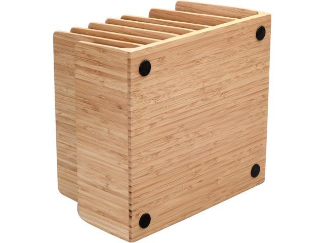 MobileVision Bamboo Device Organizer for Smartphones, Tablets and Laptops, 7 Slots with Extra Wide Slots for Laptops