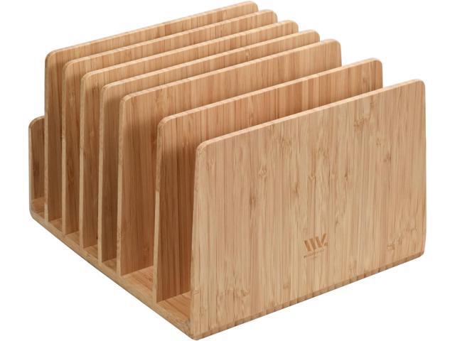 MobileVision Bamboo Device Organizer for Smartphones, Tablets and Laptops, 7 Slots with Extra Wide Slots for Laptops