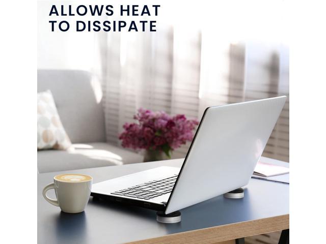 kwmobile Laptop Riser Pads for Laptop/Notebook/Ultrabook Laptops - Under Laptop Feet Stand for Better Ventilation - Black/Silver