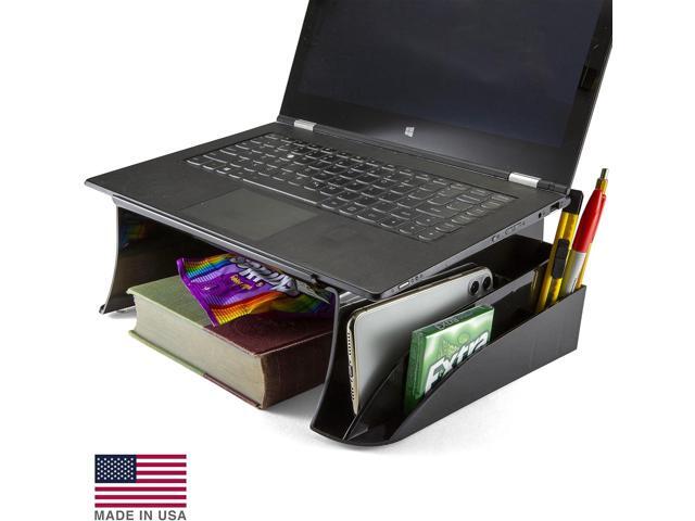 Officemate Telephone Stand, Laptop Stand, Black Plastic Computer Riser, Laptops Elevator for Desk, 12.5 x 10 .125 x 5.25 Inches, Black (21522)