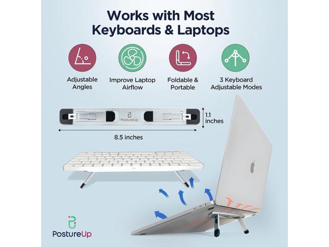 ProRiser by PostureUp Self-Adhesive Non-Scratch Aluminum Laptop & Keyboard Stand for Desk, 1.75 & 3in Elevation, Adjustable Computer Stand, Laptop...