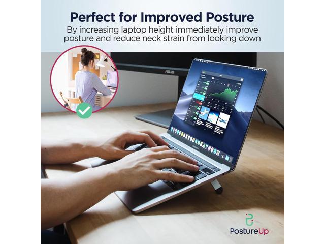 ProRiser by PostureUp Self-Adhesive Non-Scratch Aluminum Laptop & Keyboard Stand for Desk, 1.75 & 3in Elevation, Adjustable Computer Stand, Laptop...