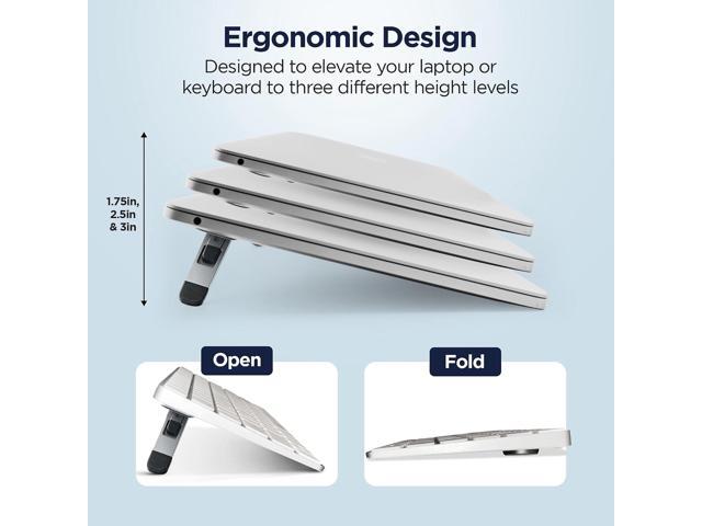ProRiser by PostureUp Self-Adhesive Non-Scratch Aluminum Laptop & Keyboard Stand for Desk, 1.75 & 3in Elevation, Adjustable Computer Stand, Laptop...