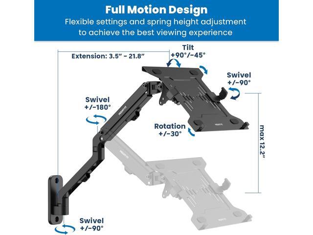 Mount-It! Ergonomic Laptop Arm for Wall or Pole Mounting, Full Motion Adjustments, Versatile Design, Easy Installation