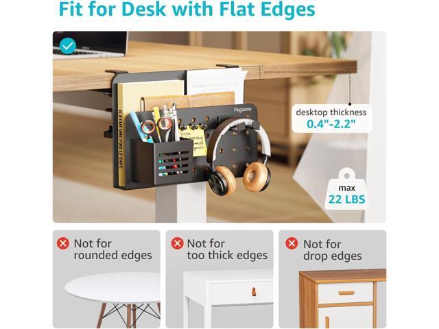 Desk Side Storage Organizer, No Drill Under Desk Laptop Holder, Clamp on Desks Shelf with Pegboard Accessories, Hanging Laptop Mount, Fits Flat...