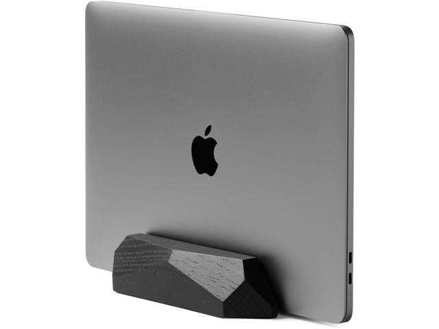 Oakywood Vertical Laptop Stand Wood - Adjustable Wooden Dock for Desk, Compatible with All MacBook Pro, MacBook Air, iPad, Handmade Black Stained.