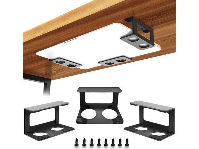 Under Desk Laptop Mount, Laptop Under Desk Mount 3 inches Tall Effective Space with Silicone Pad, Aluminum Under Desk Laptop Holder Rack for Laptop...