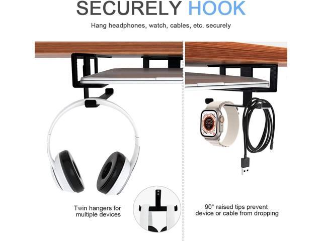 IFCASE Under Desk Laptop Mount & Headphone Holder with Adhesive & Screw, Hard Aluminum Under Table Desk Holder for Laptop, Mac Mini, MacBook Pro...