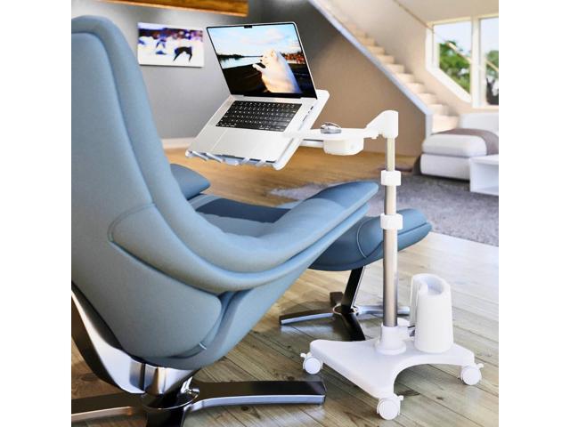 LEVO G2-801 Deluxe Rolling Laptop Stand with Mouse Tray - Silver & White