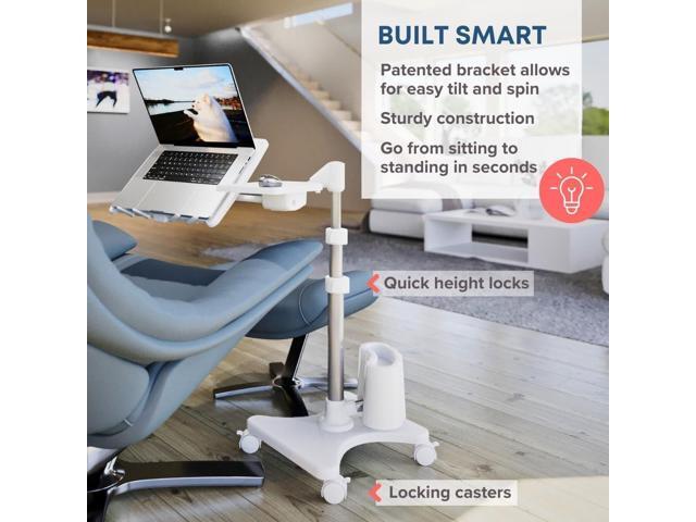 LEVO G2-801 Deluxe Rolling Laptop Stand with Mouse Tray - Silver & White