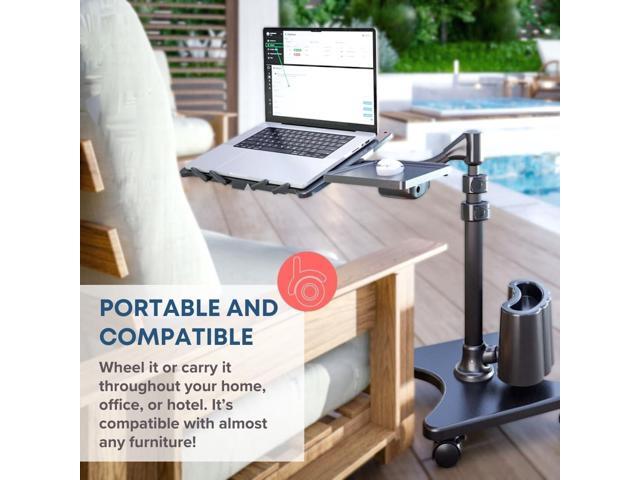 LEVO G2-801 Deluxe Rolling Laptop Stand with Mouse Tray - Silver & White
