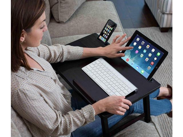 Multi Tasking Laptop Bed Tray - Portable Lap Desk for Writing, Eating, Study - Folding Table Stand for Couch, Dorm, Homework, Adults - Compact Wood...