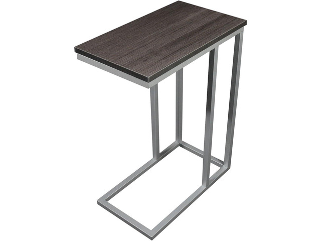 CKP The Austin C Table/End Table/Laptop Stand, Zebra Wood Finish Laminate Top/Silver Base with Adjustable Glides