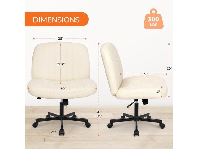 Orange Factory Criss Cross Chair with Wheels Comfy Cross Legged Office Desk Armless Wide Vanity Makeup Chair Adjustable Rolling Computer for Home...