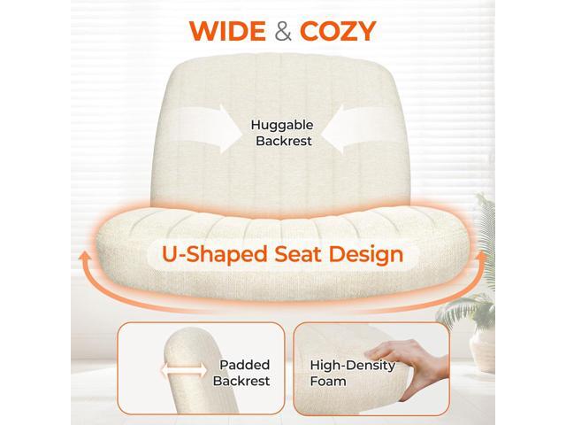 Orange Factory Criss Cross Chair with Wheels Comfy Cross Legged Office Desk Armless Wide Vanity Makeup Chair Adjustable Rolling Computer for Home...