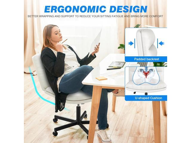 Rfiver Office Desk Chairs with Wheels, Criss Cross Chair with Height Adjustable and Swivel, Comfortable Thickened Cushion PU Leather Wide Comfty...
