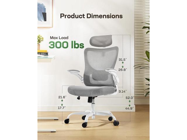 Marsail Ergonomic Office Chair: Office Computer Desk Chair with High Back Mesh and Adjustable Lumbar Support Rolling Work Swivel Task Chairs with...