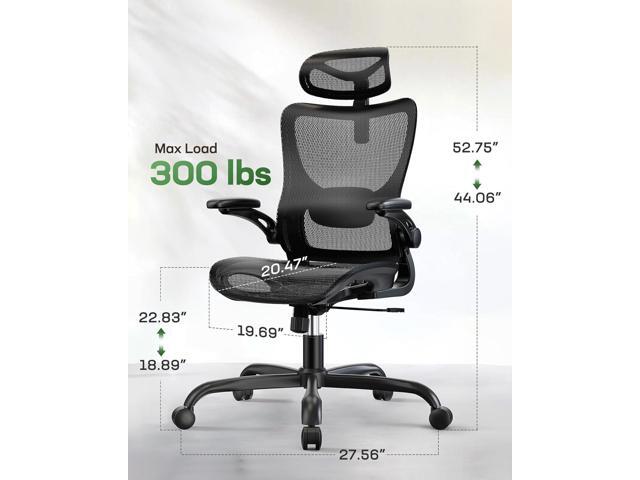 Marsail Ergonomic Mesh Office Chair High Back Home Office Desk Chair with Adaptive Lumbar Support, 2D Headrest, 3D Flip-Up Armrests, Height...