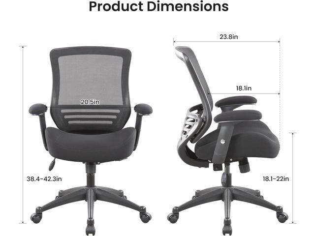 BOLISS 400lbs Mesh Ergonomic Super Soft Wide Cushion Office Computer Desk Chair Adjustable Arms(Black)
