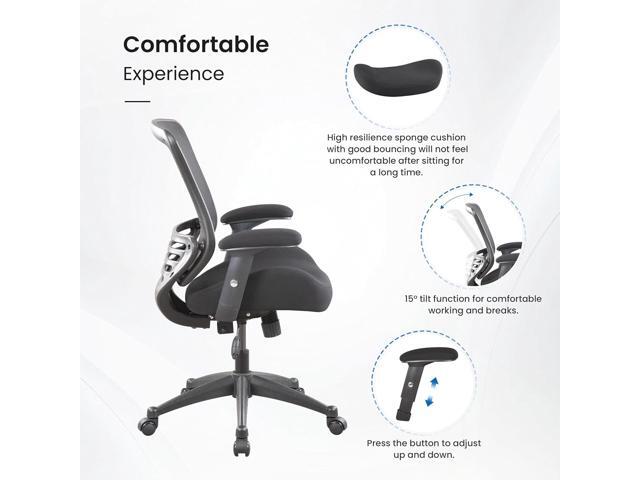 BOLISS 400lbs Mesh Ergonomic Super Soft Wide Cushion Office Computer Desk Chair Adjustable Arms(Black)