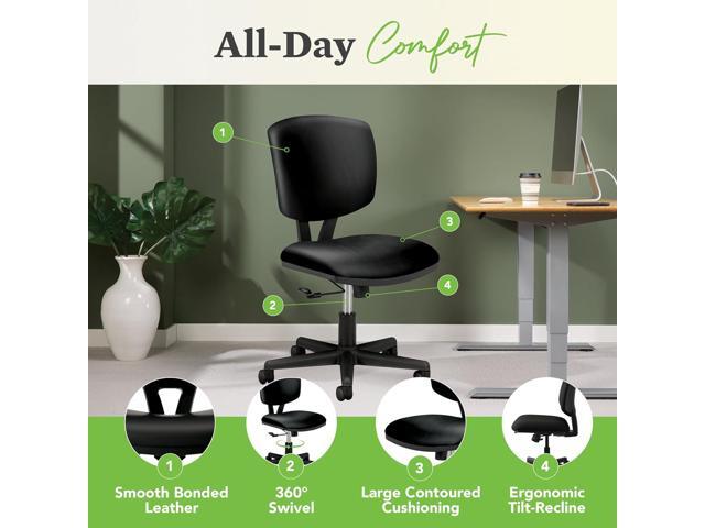 HON Volt Task Chair - Leather Computer Chair for Office Desk, Black (H5701) (H5701.SB11.T)