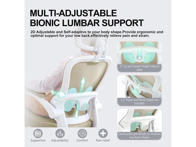 Ergonomic Office Chair,Ultra Thick Office Desk Chair with Adjustable Lumbar Support and Headrest,Spring Cushion,Rocking Function,Flip-up arms,Mesh...