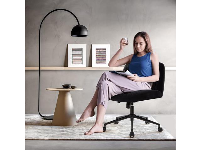 Armless Wide Seat Office Chair, Criss Cross Legged Desk Chair with Wheels, Height Adjustable Computer Task Chair,Wide Seat Swivel Vanity Chair for...