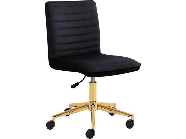 Furnimart Black Swivel Armless Desk Chair with Wheels, Small Velvet Upholstered Home Office Chair Mid-Back Adjustable Chair for Bedroom Dorm Living...