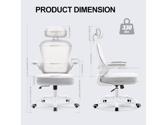 Ergonomic Office Chair,Ultra Thick Office Desk Chair with Adjustable Lumbar Support and Headrest,Spring Cushion,Rocking Function,Flip-up arms,Mesh...