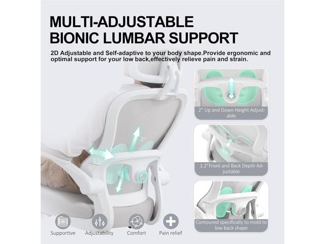 Ergonomic Office Chair,Ultra Thick Office Desk Chair with Adjustable Lumbar Support and Headrest,Spring Cushion,Rocking Function,Flip-up arms,Mesh...