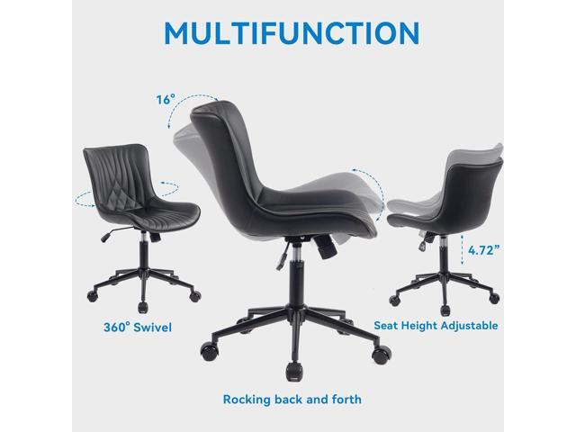 YOUNIKE Office Chair, Armless Desk Chair with Wheels, Home Office Computer Task Chairs, Modern Faux Leather Padded Vanity Chair, Adjustable Swivel...