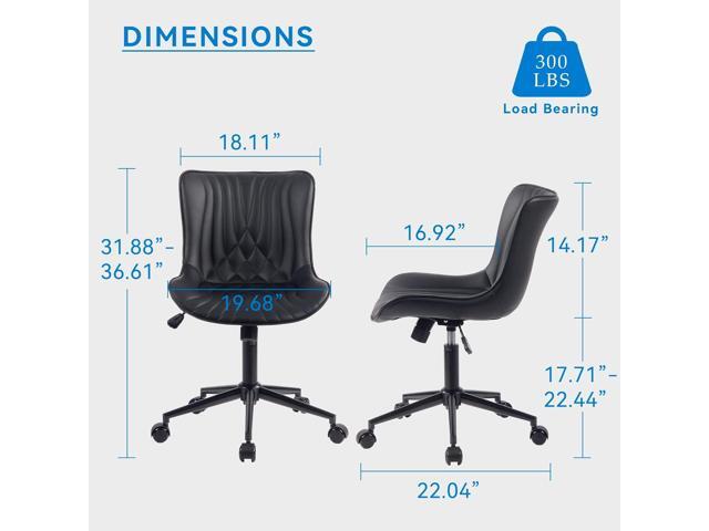 YOUNIKE Office Chair, Armless Desk Chair with Wheels, Home Office Computer Task Chairs, Modern Faux Leather Padded Vanity Chair, Adjustable Swivel...